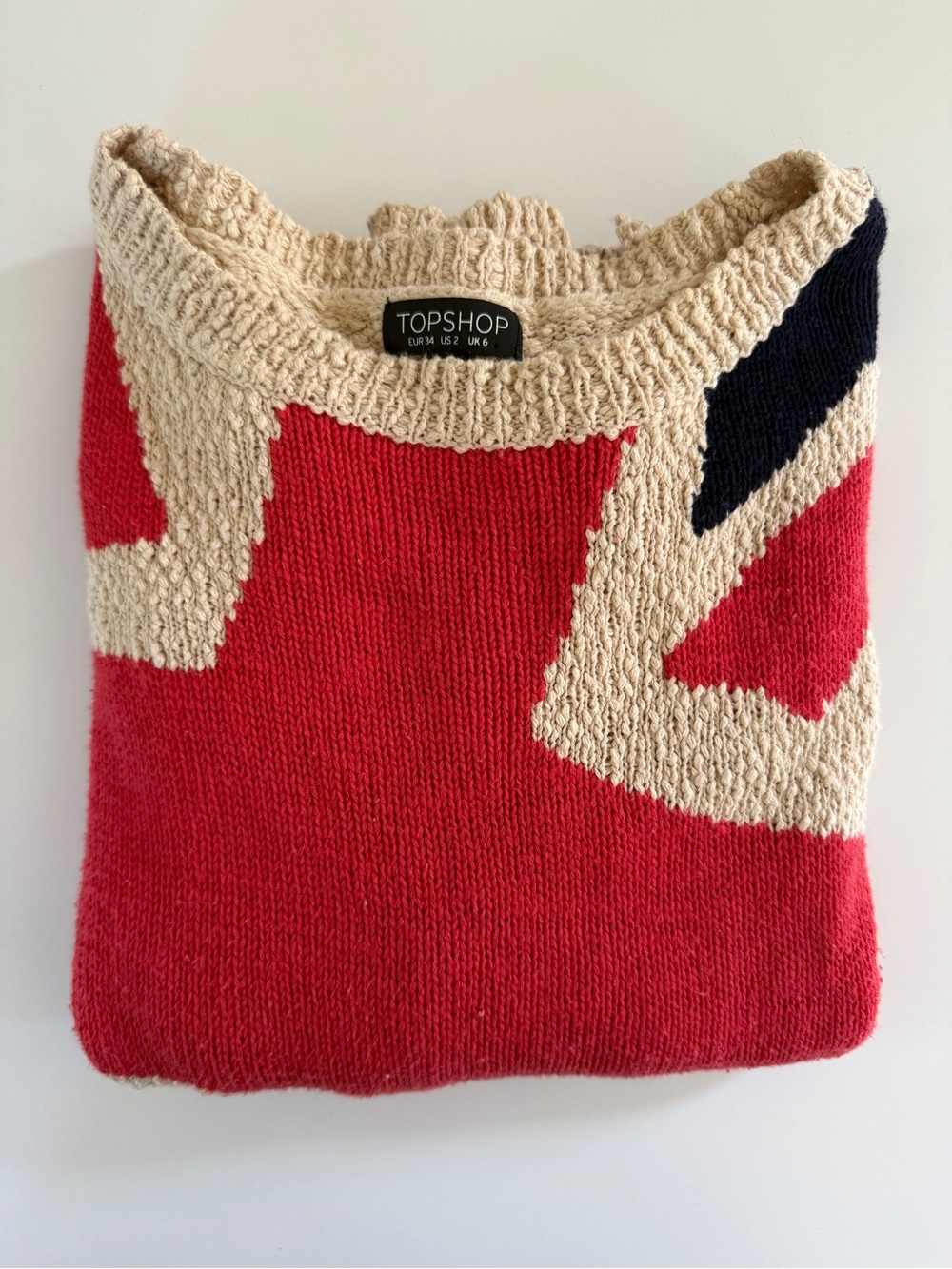 Vintage Topshop Abstract Union Jack Pullover Sweater - US 2 - Picture 6 of 6